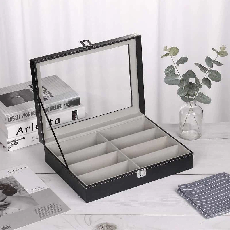 Hộp đựng kính mát 8 ngăn bằng da